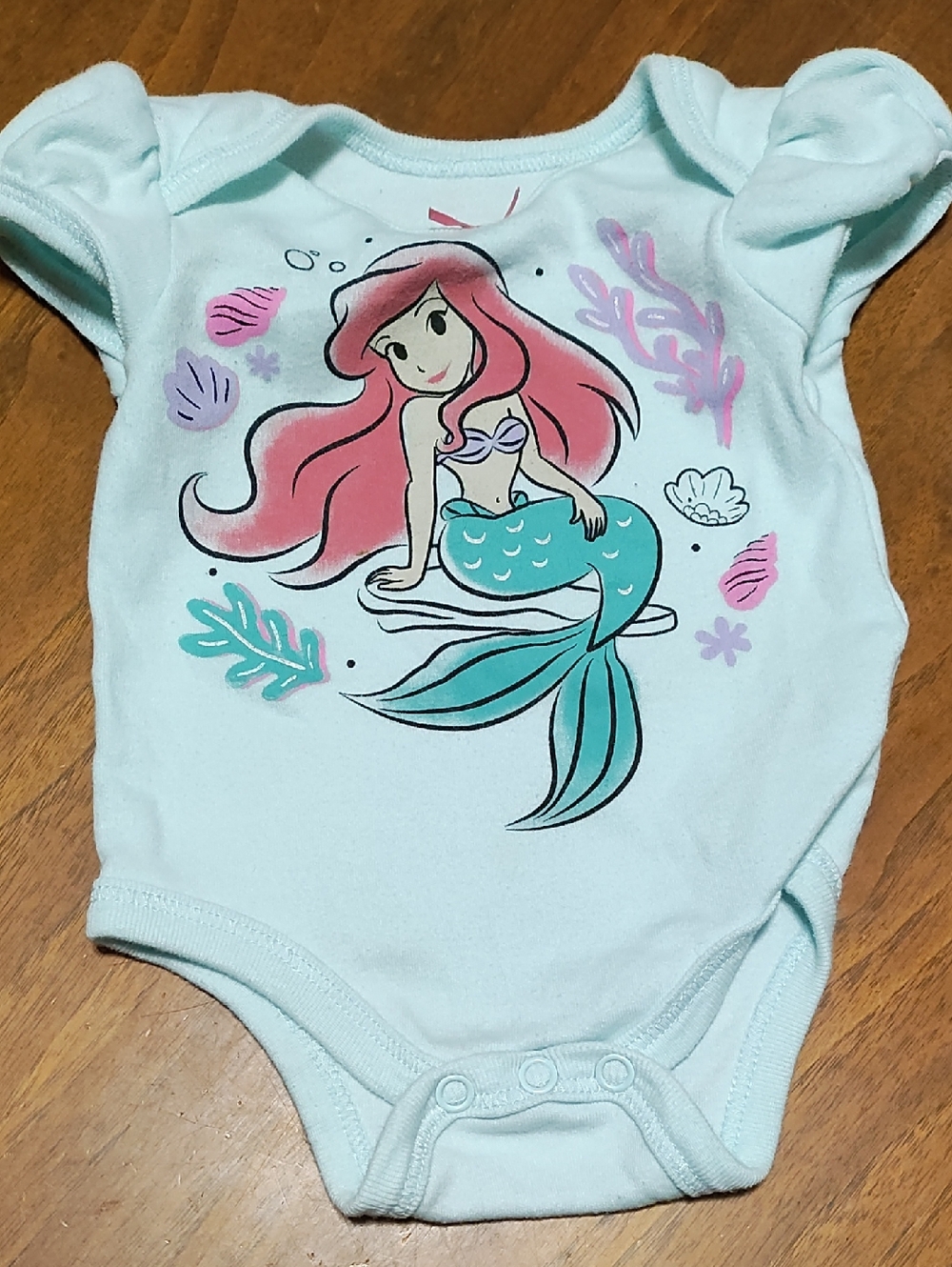 Disney Ariel Light Blue Little Mermaid Onesie, Girls' Newborn NB